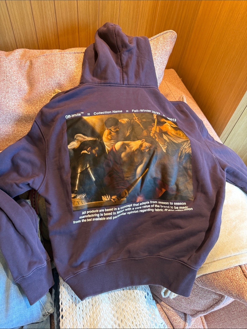 Off-White Men's Navy Blue Pullover Hoodie